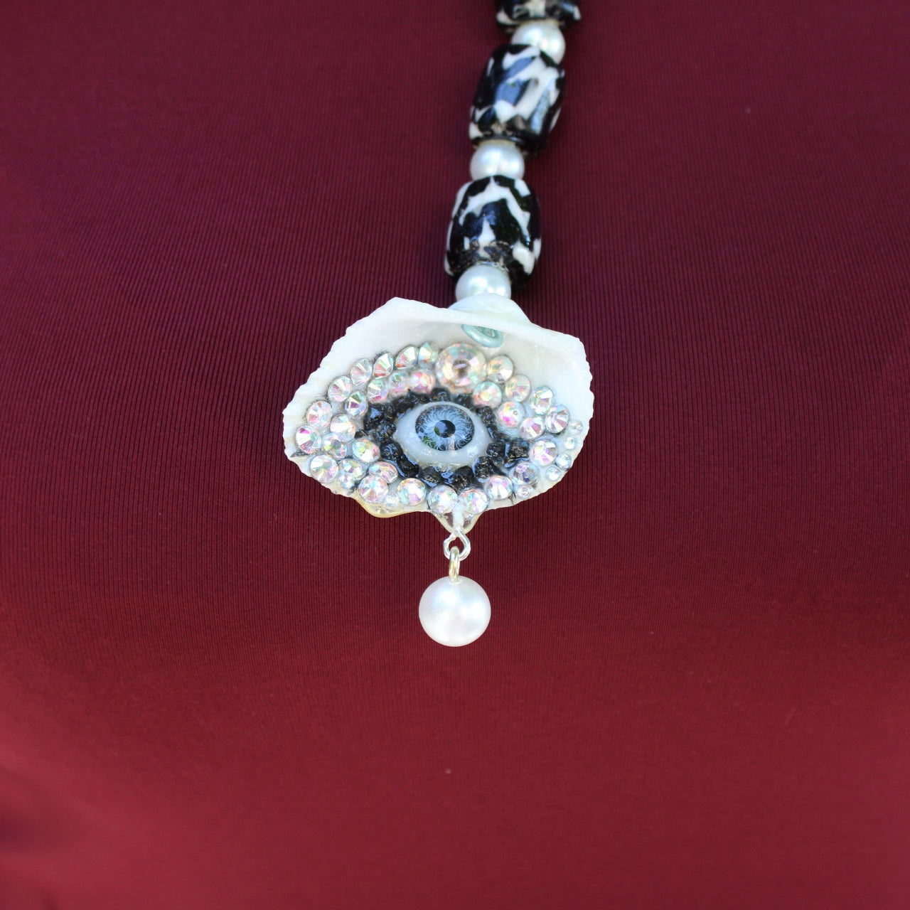 Swarovski Crystal & Seashell Statement Necklace