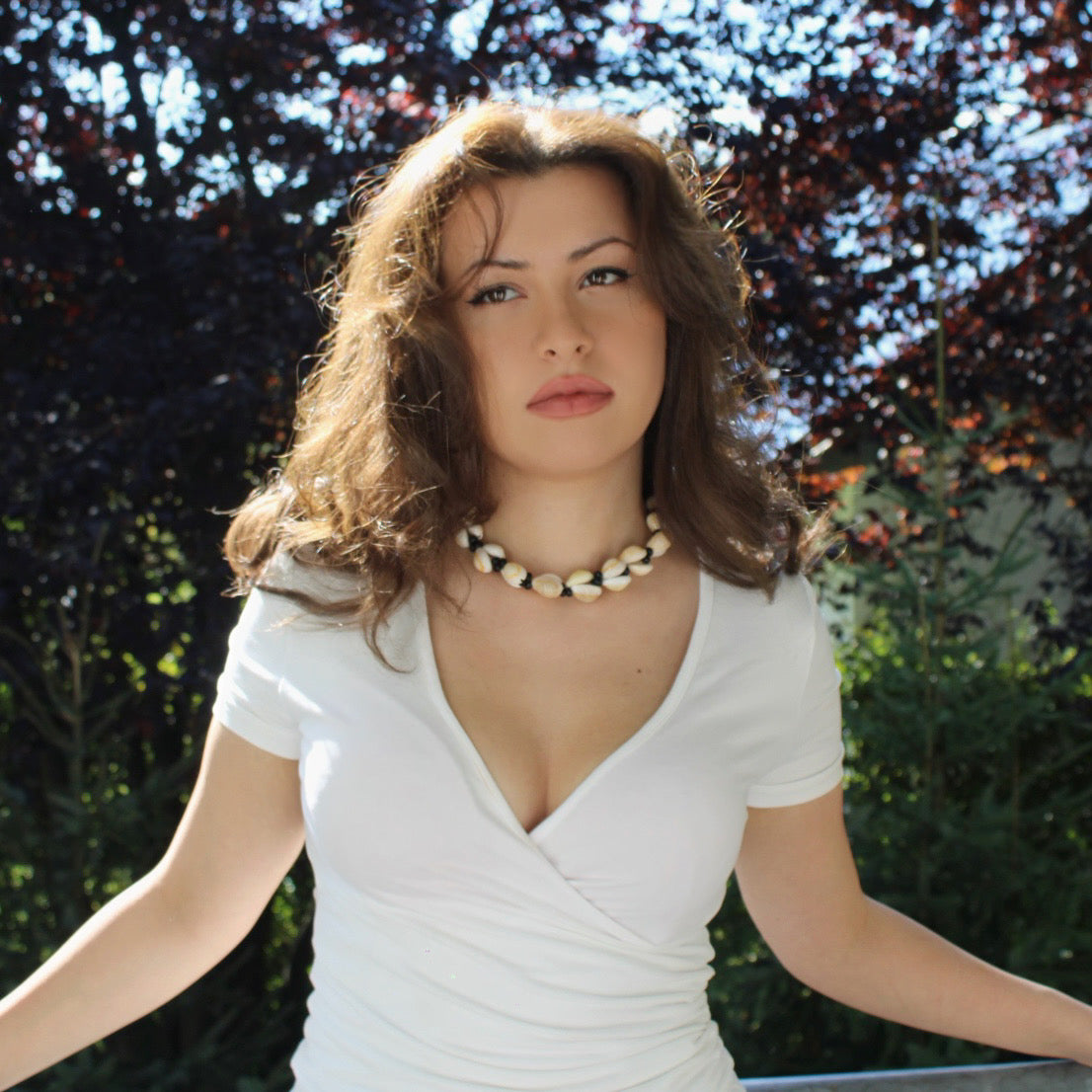 Seashell & Glass Bead Choker Necklace