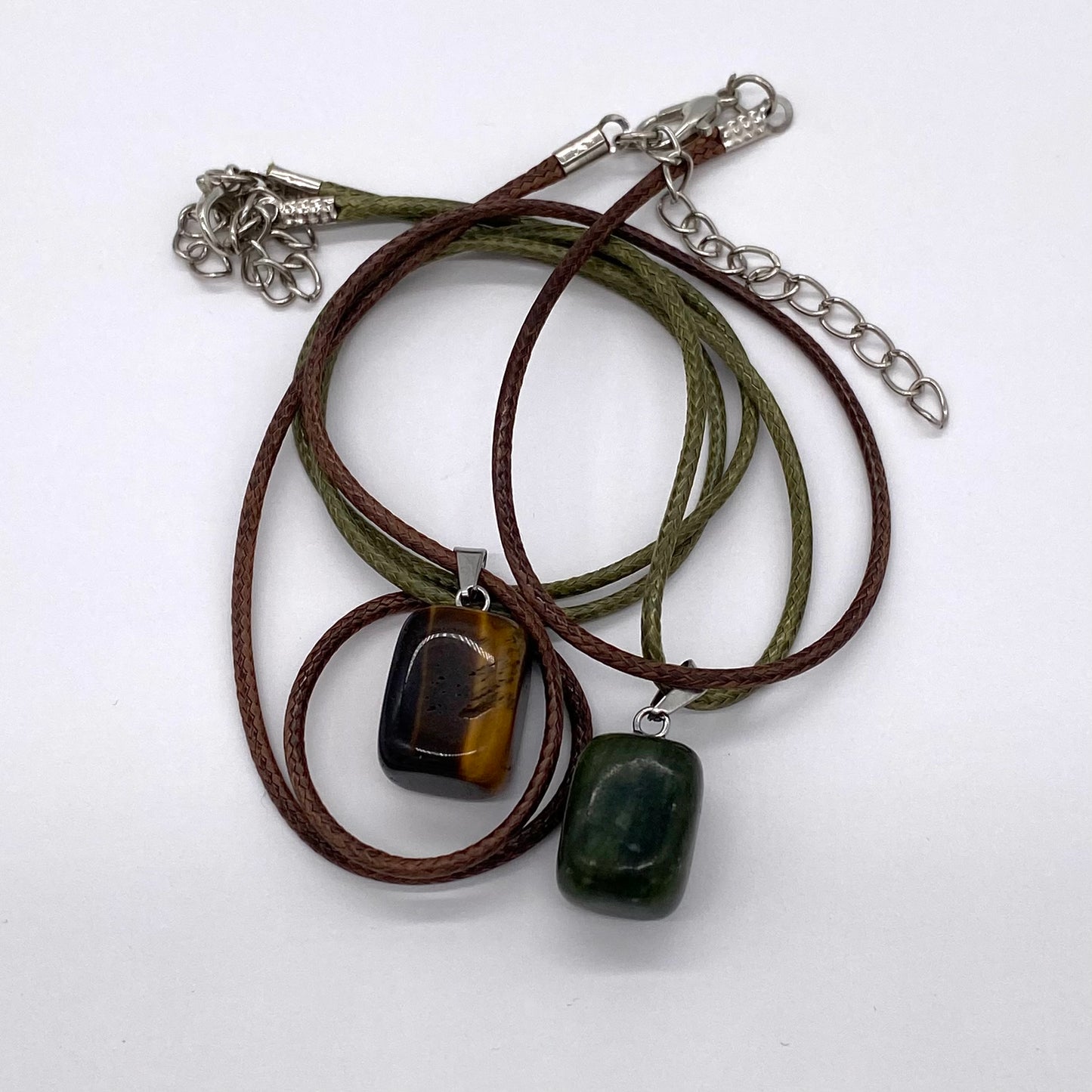 Natural Stone Duo Pendant Necklaces