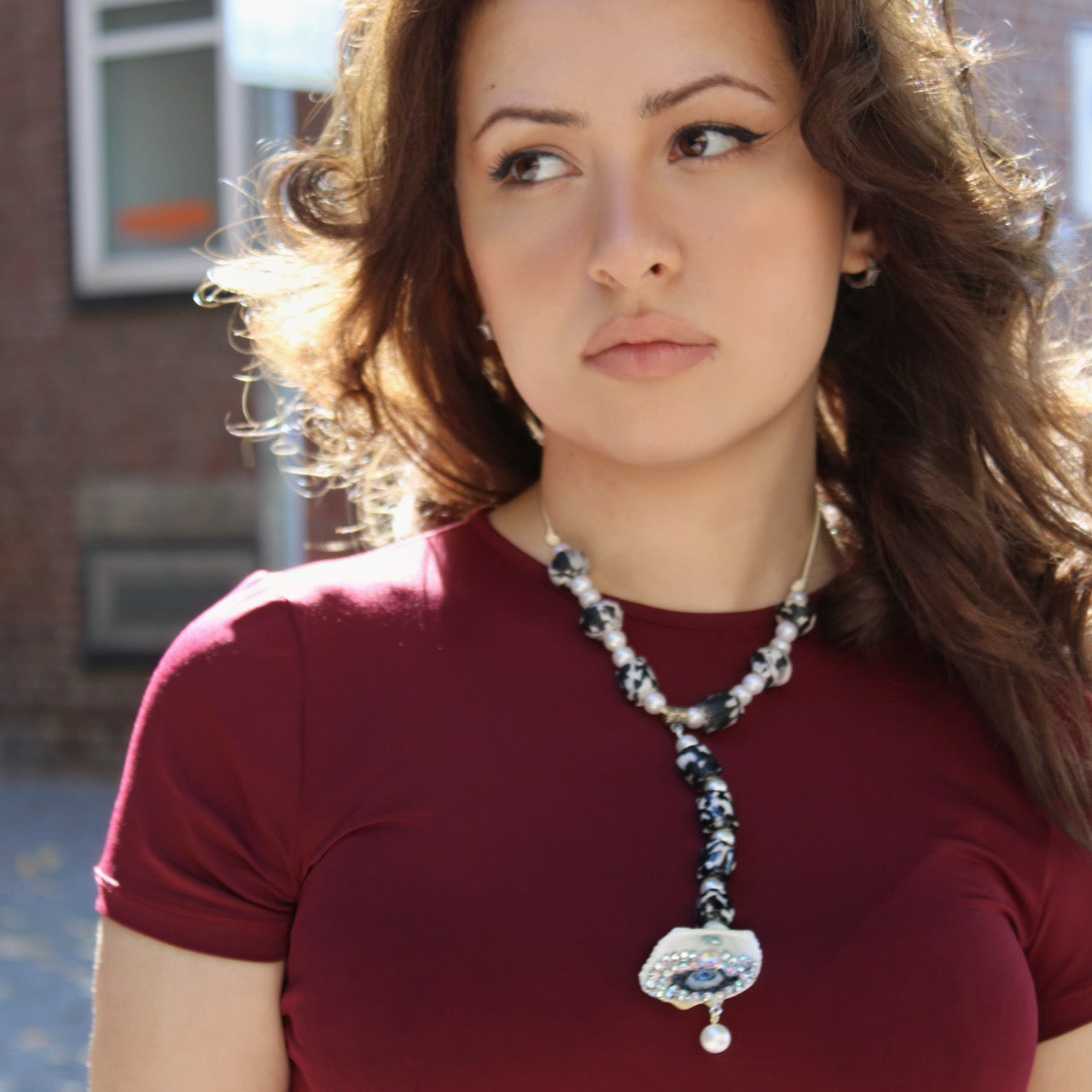 Swarovski Crystal & Seashell Statement Necklace
